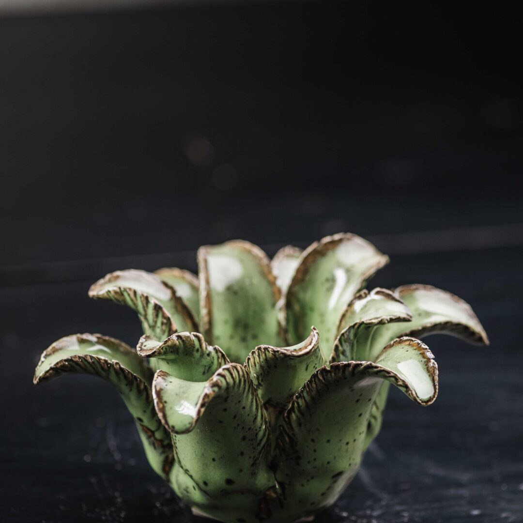 Κεραμικό Tealight Organic Design Moss Green Μικρού Μεγέθους