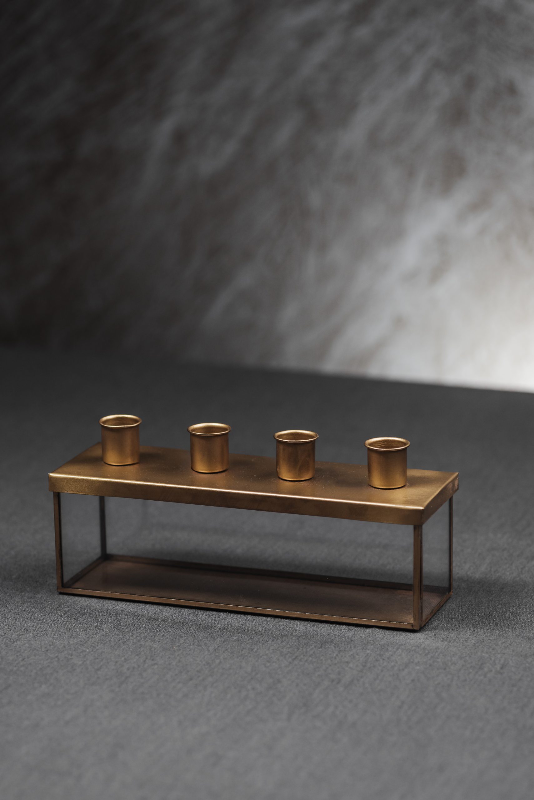Κηροπήγιο "Glass Box" 4 Θέσεων | Antique Gold - Image 2